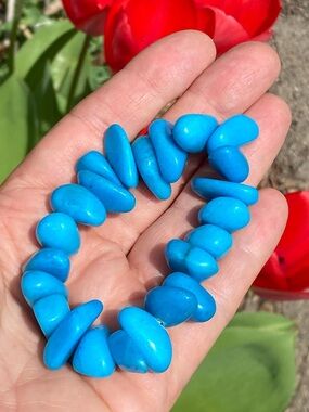 Chunky Turquoise Blue Nugget Bracelet | Dyed Magnesite | Statement Bracelet
